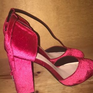 Velvet red heels